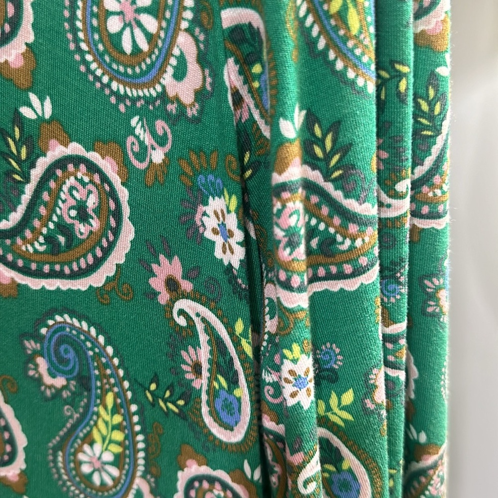 BODEN 14 large XL Gorgeous Green Paisley MAXI Dress Longsleeve - Picture 12 of 16